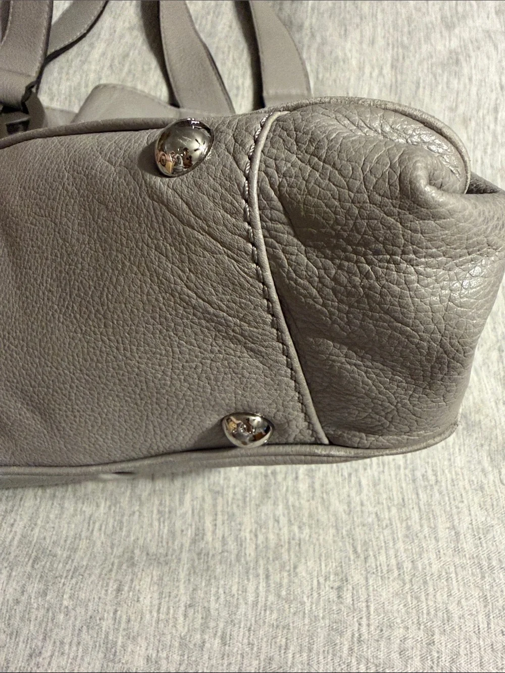 Michael Kors Gray Pebbled Leather Shoulder Bag with MK Pendant